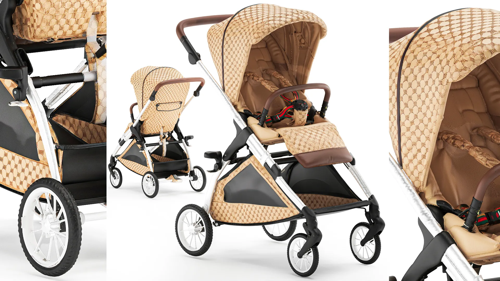 Childrens accessories Italian Guc ci stroller new decor top 3D Model .c4d .max .obj .3ds .fbx .stl .blend 