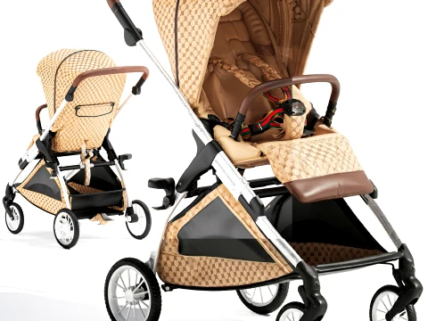 Childrens accessories Italian Guc ci stroller new decor top 3D Model