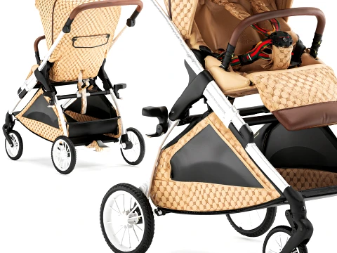Childrens accessories Italian Guc ci stroller new decor top 3D Model