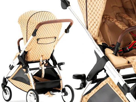 Childrens accessories Italian Guc ci stroller new decor top 3D Model