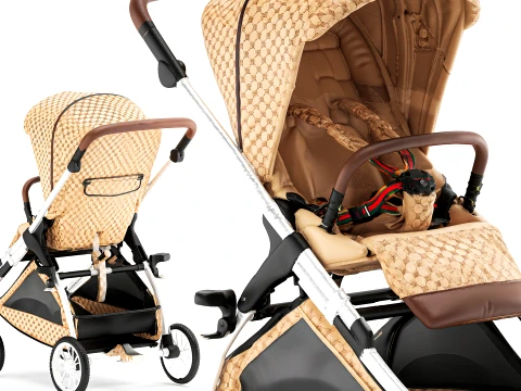 Childrens accessories Italian Guc ci stroller new decor top 3D Model
