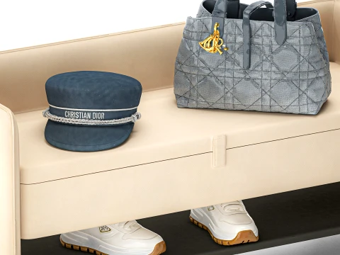 Set Small Bench Shoe Rack Sneakers bag Backpack decor new 3D Model