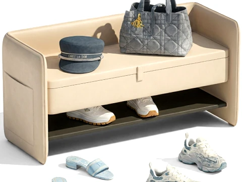 Set Small Bench Shoe Rack Sneakers bag Backpack decor new 3D Model