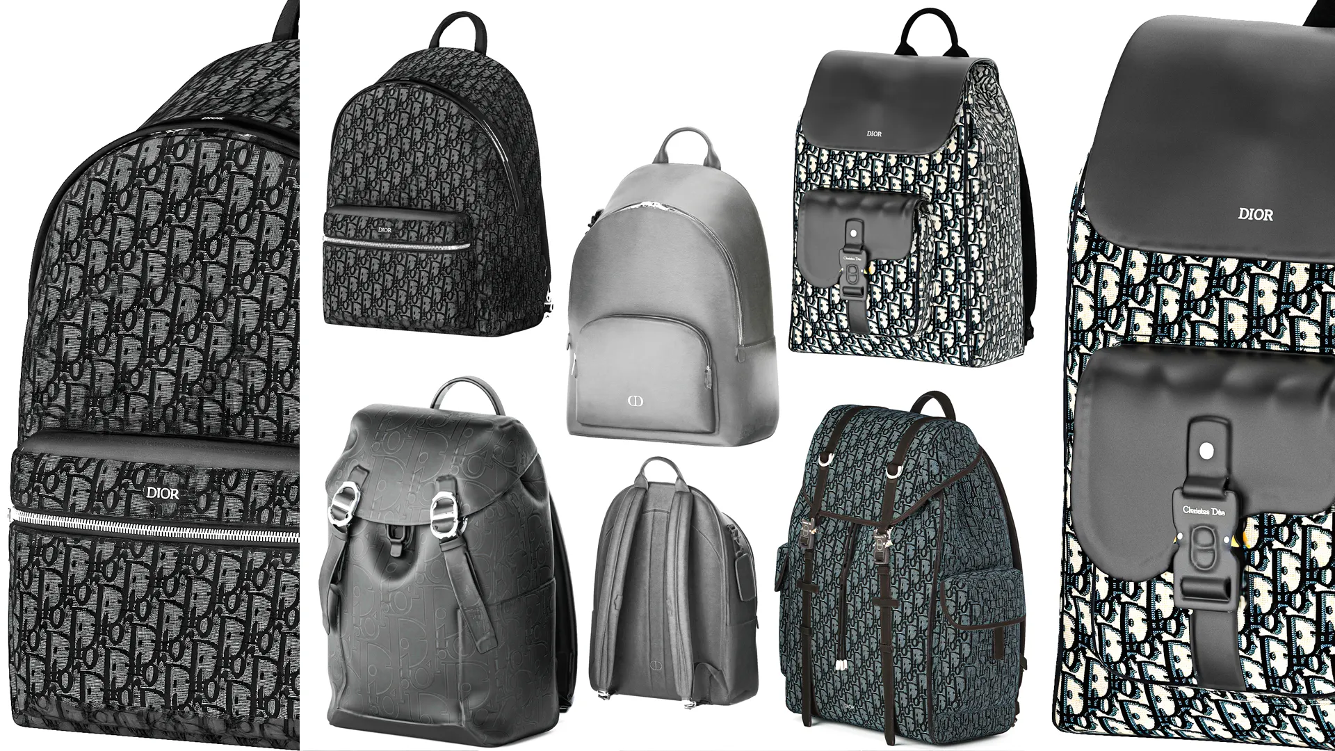 Set leather Accessories Bag Backpack Christian Di or bags 3D Model .c4d .max .obj .3ds .fbx .stl .blend 