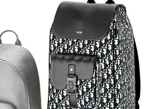 Set leather Accessories Bag Backpack Christian Di or bags 3D Model