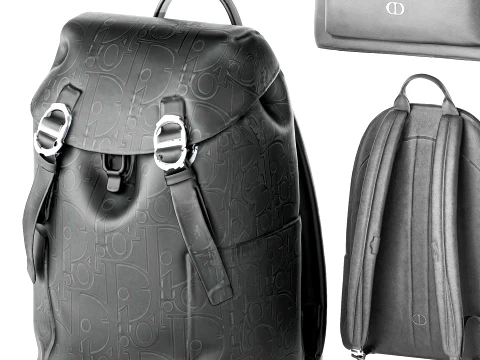 Set leather Accessories Bag Backpack Christian Di or bags 3D Model