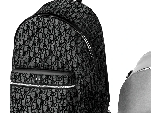 Set leather Accessories Bag Backpack Christian Di or bags 3D Model