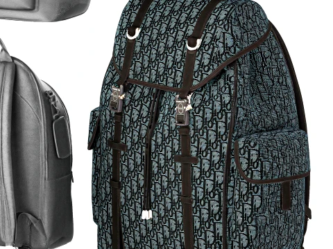 Set leather Accessories Bag Backpack Christian Di or bags 3D Model