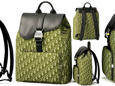 Green Accessories Bag Backpack Christian Di or Bag new 3D Model