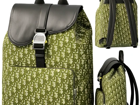 Green Accessories Bag Backpack Christian Di or Bag new 3D Model