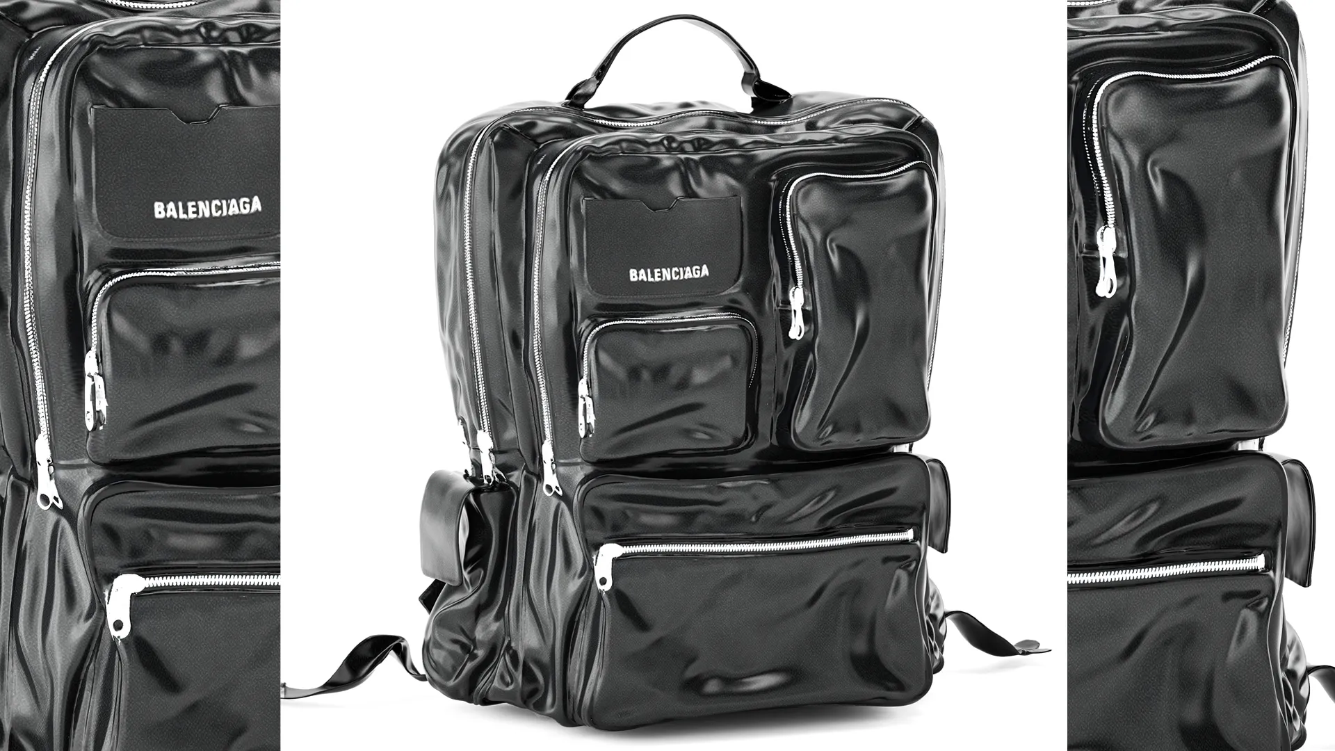 Glossy leather a Ba lenciaga backpack bag accessory 3D Model .c4d .max .obj .3ds .fbx .stl .blend 