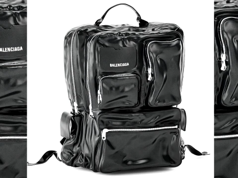 Glossy leather a Ba lenciaga backpack bag accessory 3D Model
