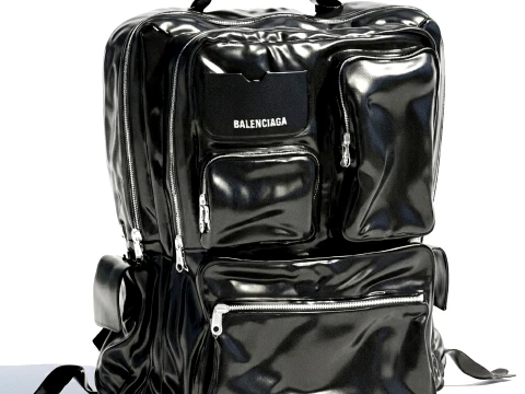 Glossy leather a Ba lenciaga backpack bag accessory 3D Model