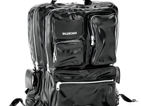 Glossy leather a Ba lenciaga backpack bag accessory 3D Model