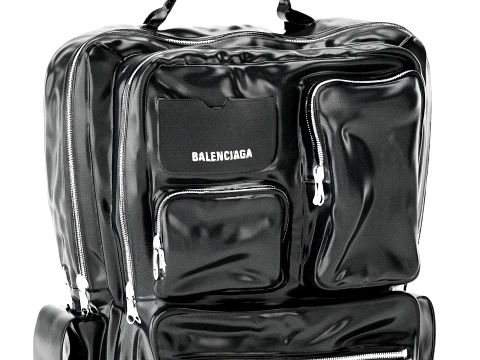Glossy leather a Ba lenciaga backpack bag accessory 3D Model