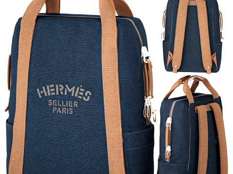 H E R M E S decorative fabric backpack accessory new 3D Model