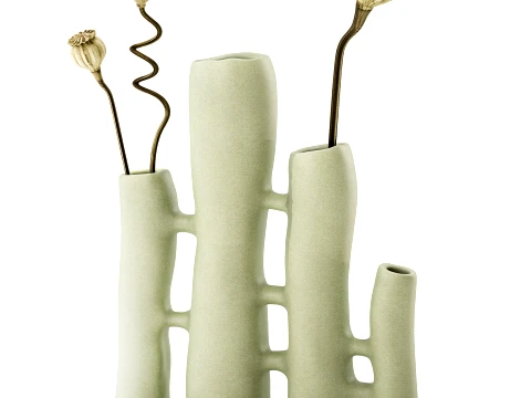 Minimalist Bouquet Dry Poppy Lotus Italian Vases decor new top 3D Model