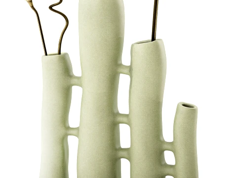 Minimalist Bouquet Dry Poppy Lotus Italian Vases decor new top 3D Model