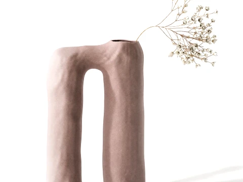Minimalist bouquet small Italian vase gypsophila flowers top 3D Model