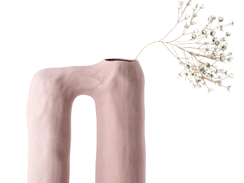 Minimalist bouquet small Italian vase gypsophila flowers top 3D Model