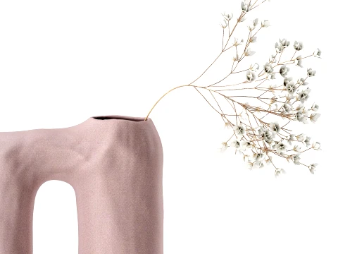 Minimalist bouquet small Italian vase gypsophila flowers top 3D Model