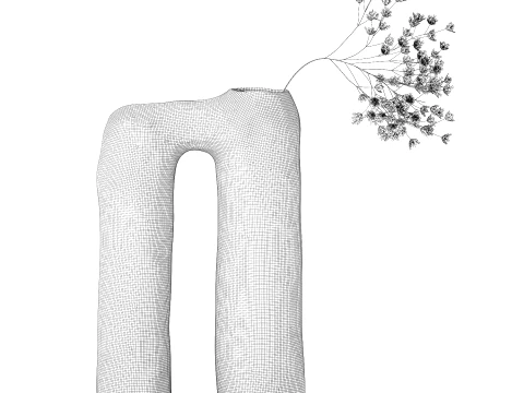 Minimalist bouquet small Italian vase gypsophila flowers top 3D Model