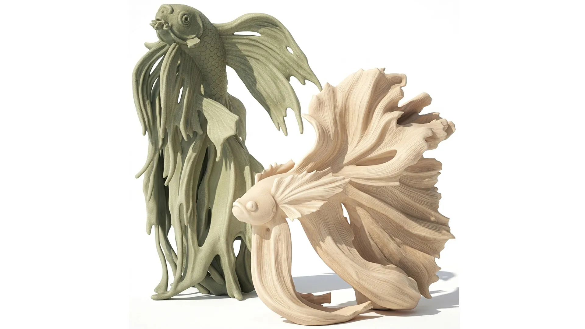 Figurines Statues Featuring Goldfish Fish Decor printing 3D Model .c4d .max .obj .3ds .fbx .stl .blend 