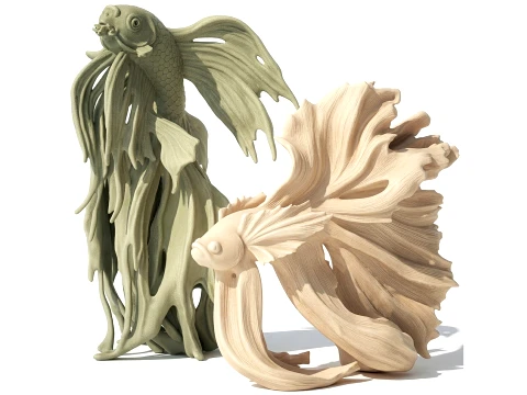 Figurines Statues Featuring Goldfish Fish Decor printing 3D Model