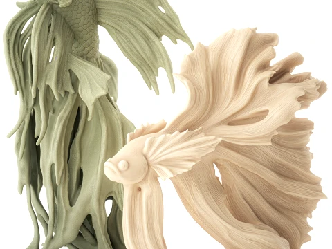 Figurines Statues Featuring Goldfish Fish Decor printing 3D Model