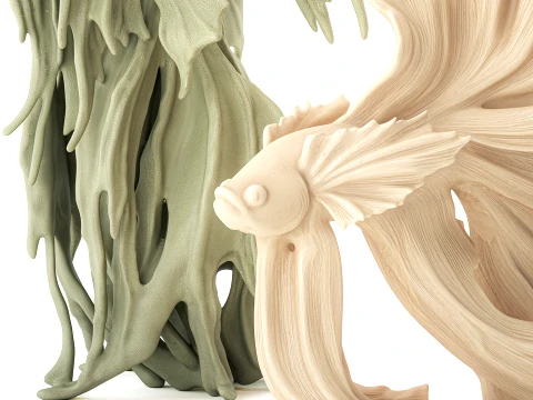 Figurines Statues Featuring Goldfish Fish Decor printing 3D Model