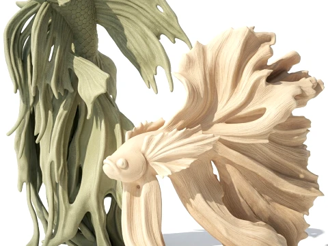 Figurines Statues Featuring Goldfish Fish Decor printing 3D Model