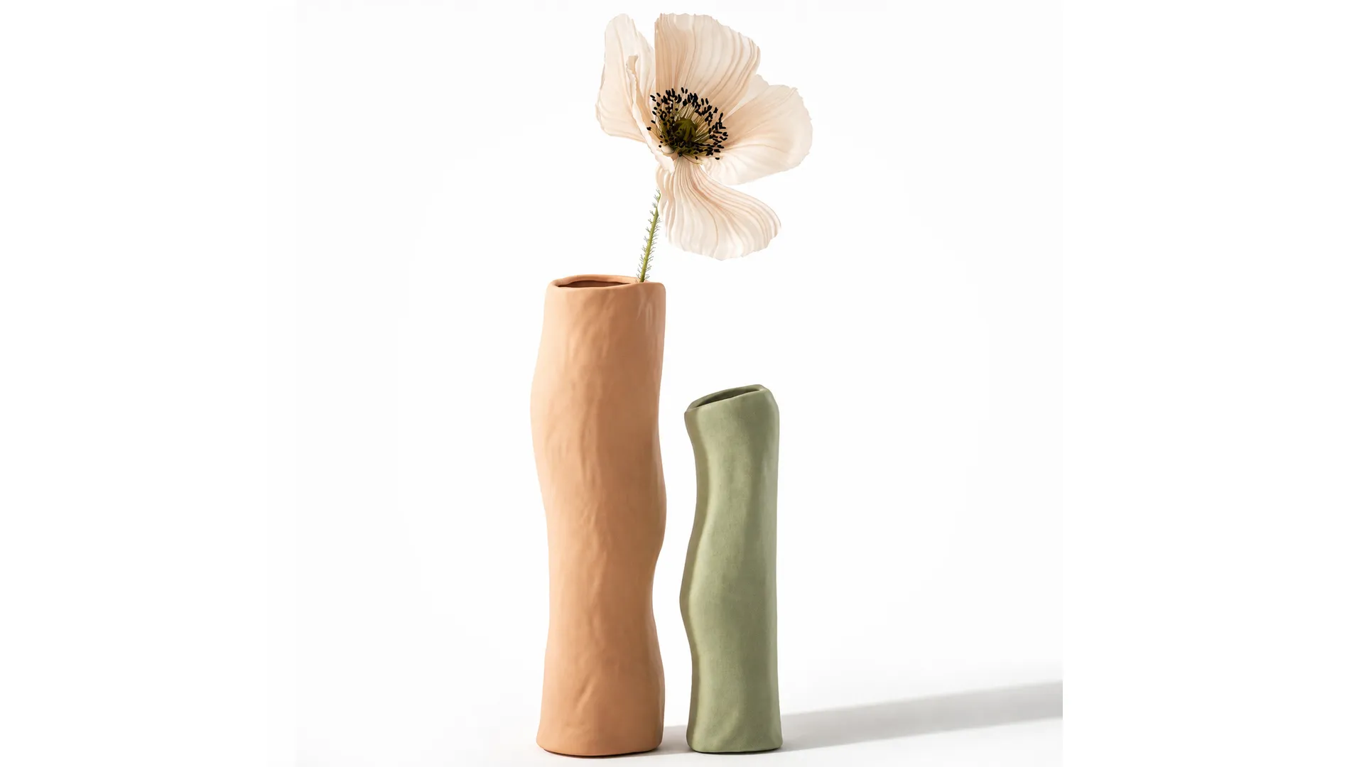 Minimalist bouquet white poppy peony Italian vases decor set 3D Model .c4d .max .obj .3ds .fbx .stl .blend 