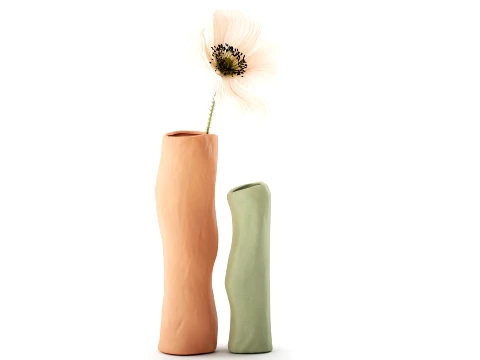 Minimalist bouquet white poppy peony Italian vases decor set 3D Model