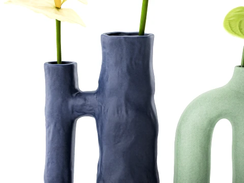Minimalist Bouquet of White Flowers Anthurium Vase 3D Model