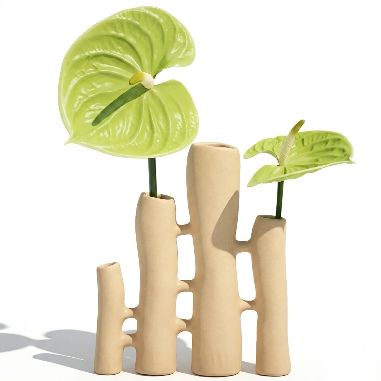 Minimalist Bouquet of green Flowers Anthurium Vase decor 3D Model .c4d .max .obj .3ds .fbx .stl .blend 