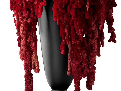 Bouquet of red burgundy drooping Amaranth flowers decor 3D Model
