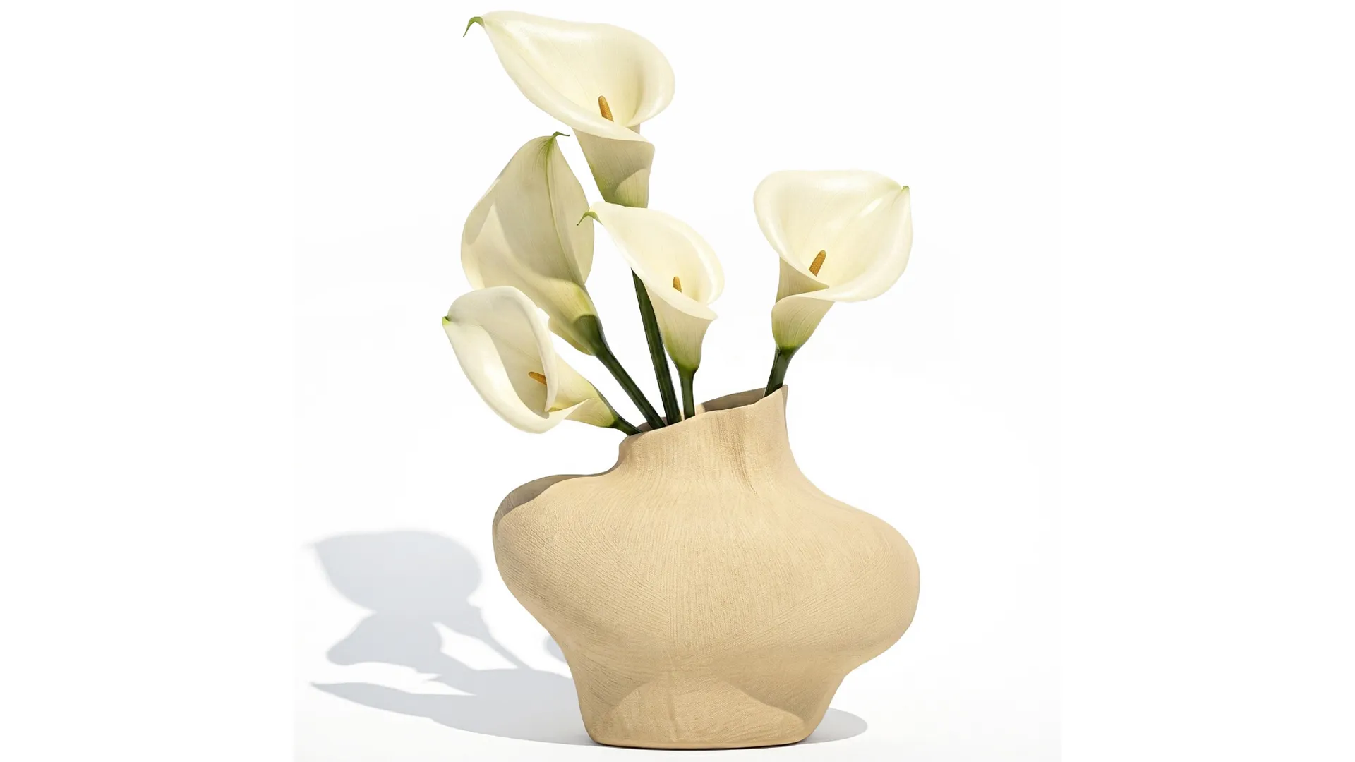 Bouquet White Flowers Calla Vase Zara Home decor 3D Model .c4d .max .obj .3ds .fbx .stl .blend 