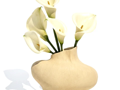 Bouquet White Flowers Calla Vase Zara Home decor 3D Model