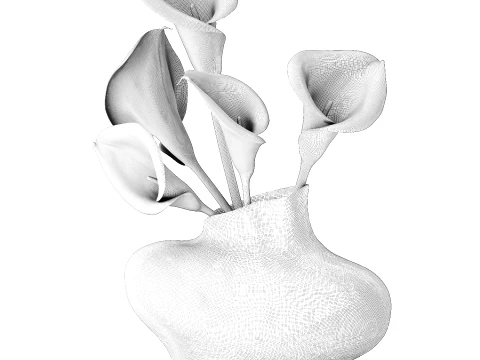 Bouquet White Flowers Calla Vase Zara Home decor 3D Model