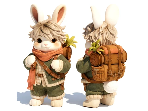 Childrens soft toy bunny clothes travel rabbit decor new 3D Model
