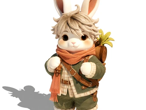 Childrens soft toy bunny clothes travel rabbit decor new 3D Model