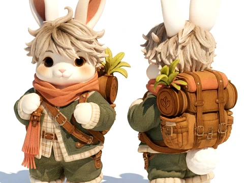 Childrens soft toy bunny clothes travel rabbit decor new 3D Model
