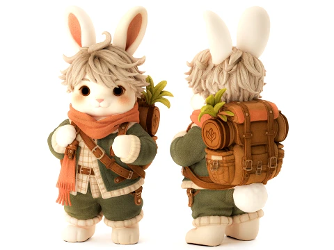 Childrens soft toy bunny clothes travel rabbit decor new 3D Model