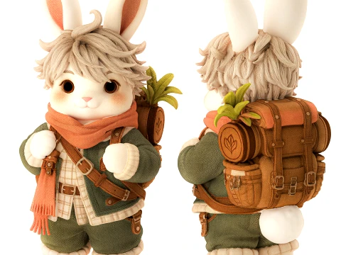 Childrens soft toy bunny clothes travel rabbit decor new 3D Model