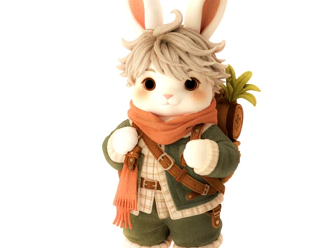 Childrens soft toy bunny clothes travel rabbit decor new 3D Model