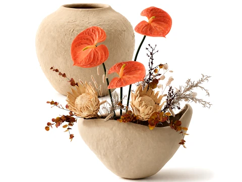 Autumn bouquet Protea Anthurium flower branches Zara Home Modèle 3D