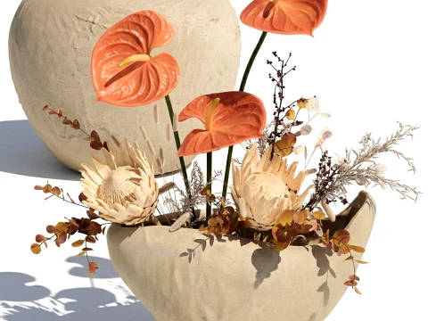 Autumn bouquet Protea Anthurium flower branches Zara Home 3D Model