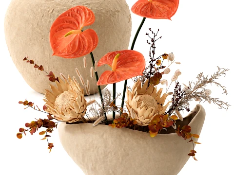 Autumn bouquet Protea Anthurium flower branches Zara Home 3D Model