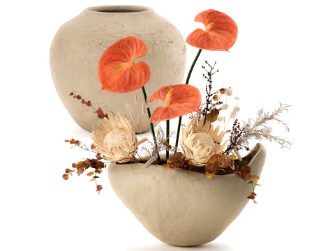 Autumn bouquet Protea Anthurium flower branches Zara Home 3D Model