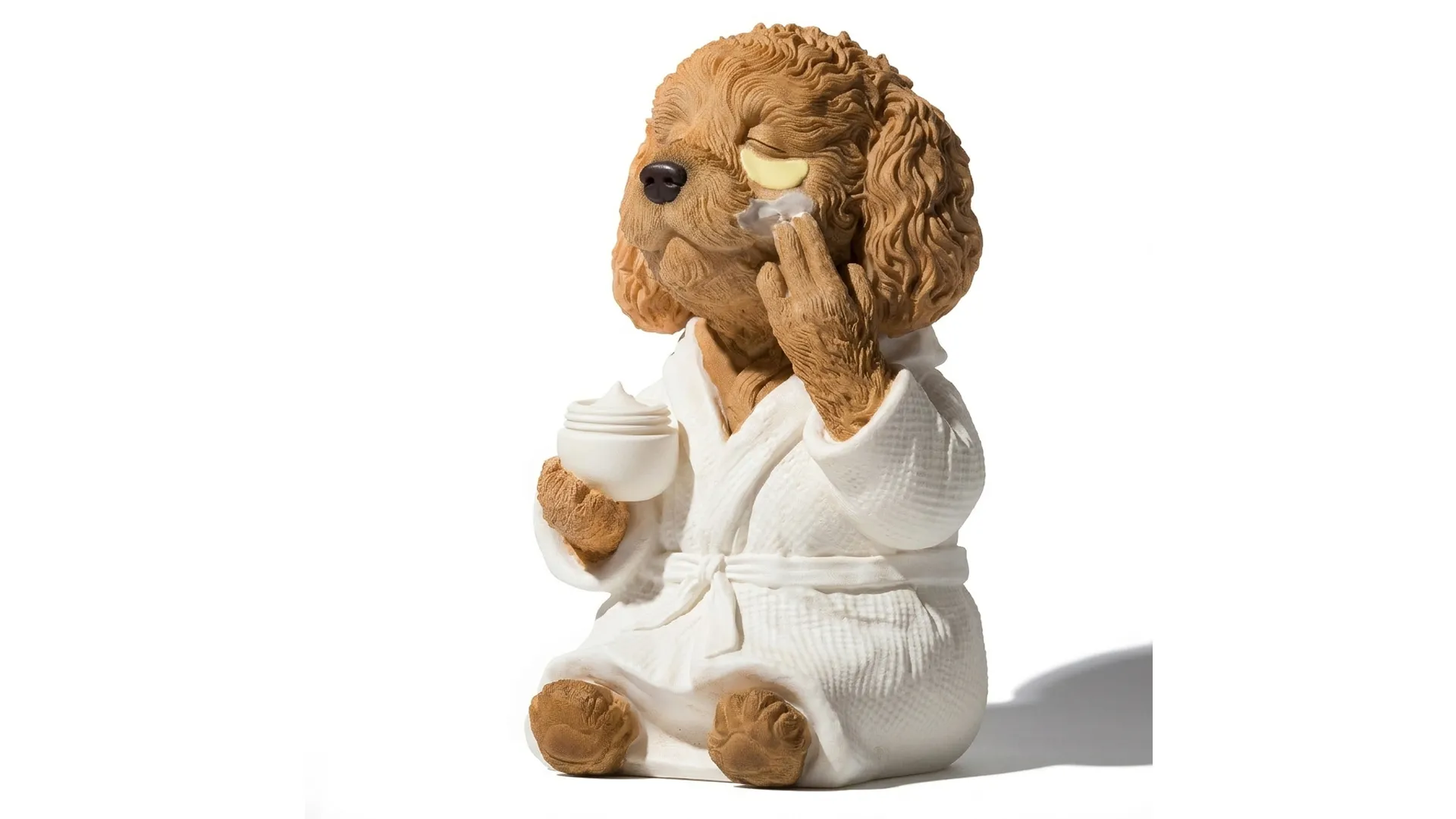 Toy dog figurine puppy in white robe spa cream decor 3D Model .c4d .max .obj .3ds .fbx .stl .blend